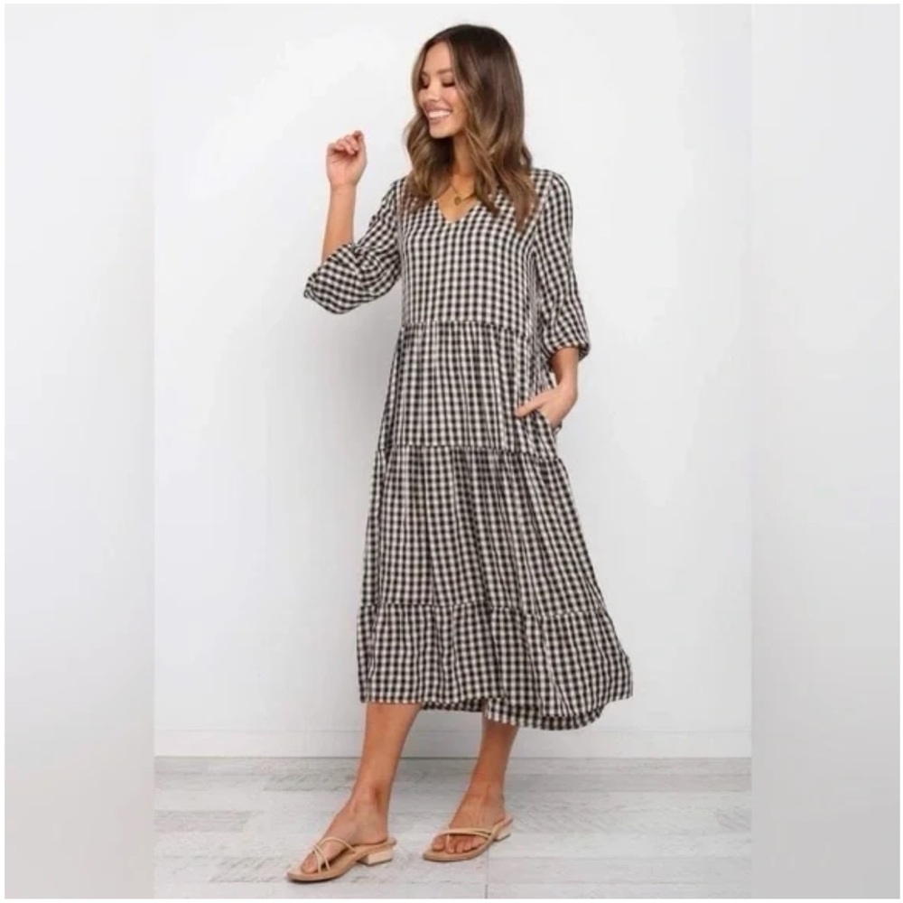 Petal & Pup Black and Cream Gingham Dress